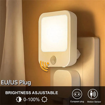 Motion Sensor LED Night Light, Dimmable Cabinet & Wireless Bedside Lamp for Bedroom, Baby Room, Corridor – EU Plug