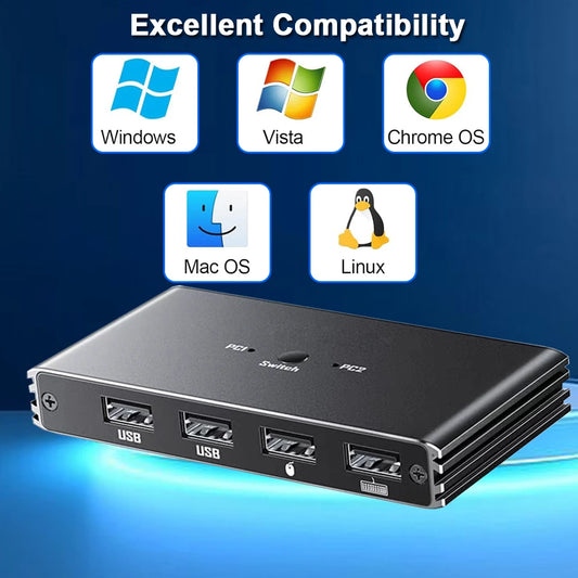 Navceker 2 Port HDMI KVM Switch 4K 60Hz, USB KVM Switch for 2 Computers 1 Monitor, HDMI Video Switcher with Remote Control, Support Keyboard Mouse Printer