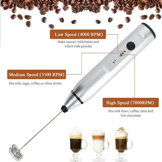Handheld Milk Frother, USB Rechargeable Electric Foam Maker with Stainless Steel Whisk, Portable Mini Mixer for Coffee, Latte, Cappuccino, Matcha, Eggs & Cream