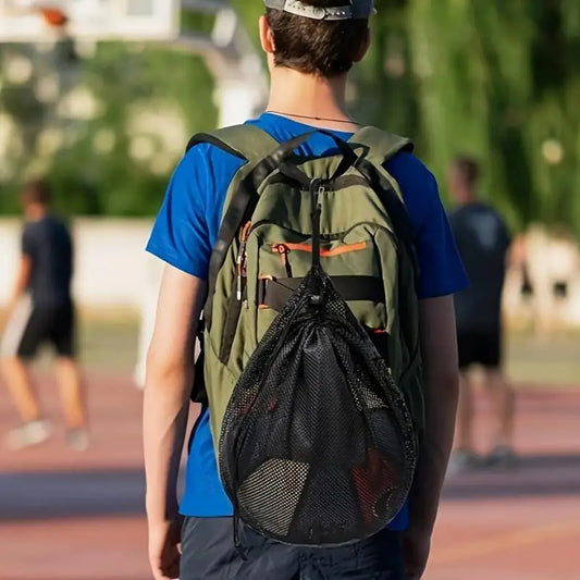 Generic Adjustable Mesh Shoulder Bag for Basketball, Football & Volleyball, Portable Outdoor Sports Ball Storage Backpack, Multifunctional Drawstring Ball Carry Bag