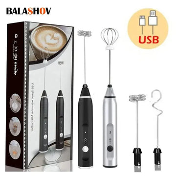 Handheld Milk Frother, USB Rechargeable Electric Foam Maker with Stainless Steel Whisk, Portable Mini Mixer for Coffee, Latte, Cappuccino, Matcha, Eggs & Cream
