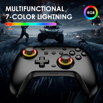 Wireless RGB Game Controller for Nintendo Switch, Switch Lite, Switch OLED, PC & Steam – Bluetooth Joystick with Turbo Mode