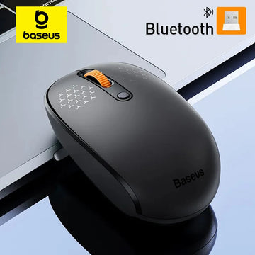 Baseus F01B Wireless Bluetooth 5.0 Mouse, 1600 DPI, Silent Click, 2.4G USB Receiver, Dual Mode, Compatible with MacBook, Laptop, Tablet and PC
